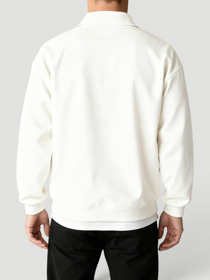 Men's lightweight quarter zip pullover sweater, highlighting the modern casual design and fit.