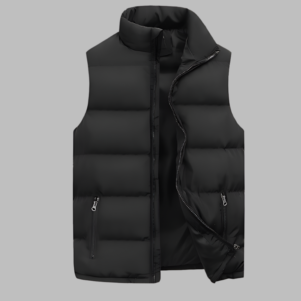 Men's lightweight quilted puffer vest, a warm bodywarmer for autumn & winter layering. Stylish casual outerwear.