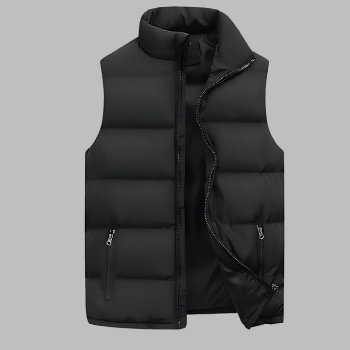 Men's lightweight quilted puffer vest, a warm bodywarmer for autumn & winter layering. Stylish casual outerwear.
