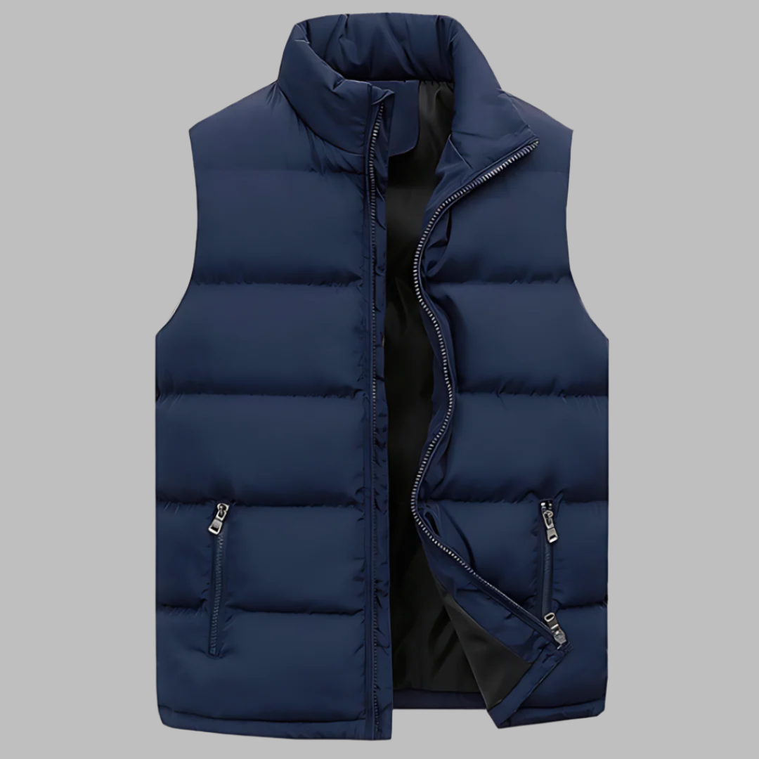 Stylish men's puffer vest with quilted design & cotton lining. Perfect lightweight bodywarmer for casual autumn wear.