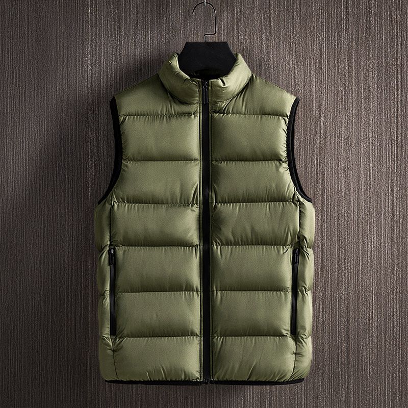 Casual men's full zip puffer vest with stand collar. Lightweight quilted design, perfect for everyday layering.