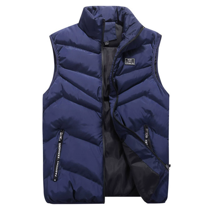 Versatile men's casual quilted puffer vest. A lightweight outerwear layering piece for warmth and style in fall & winter.