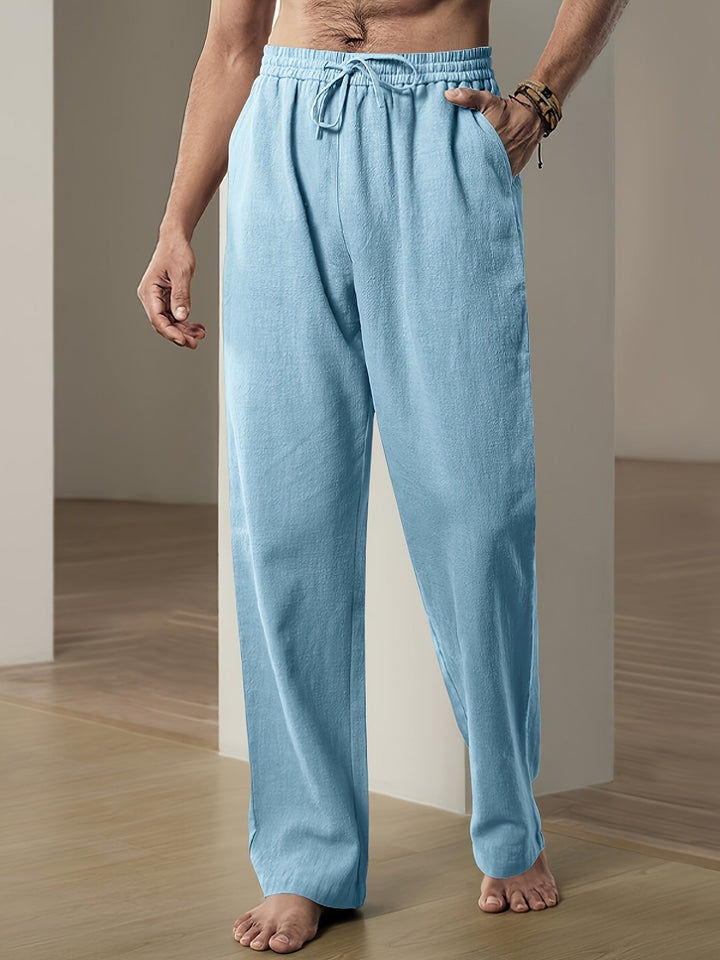 Men's comfort-focused lightweight lounge trousers, perfect for relaxed everyday wear with drawstring.