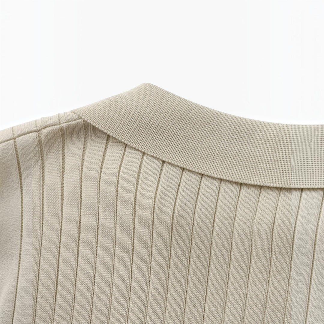 Sophisticated men's summer polo, a stylish ribbed short sleeve design.