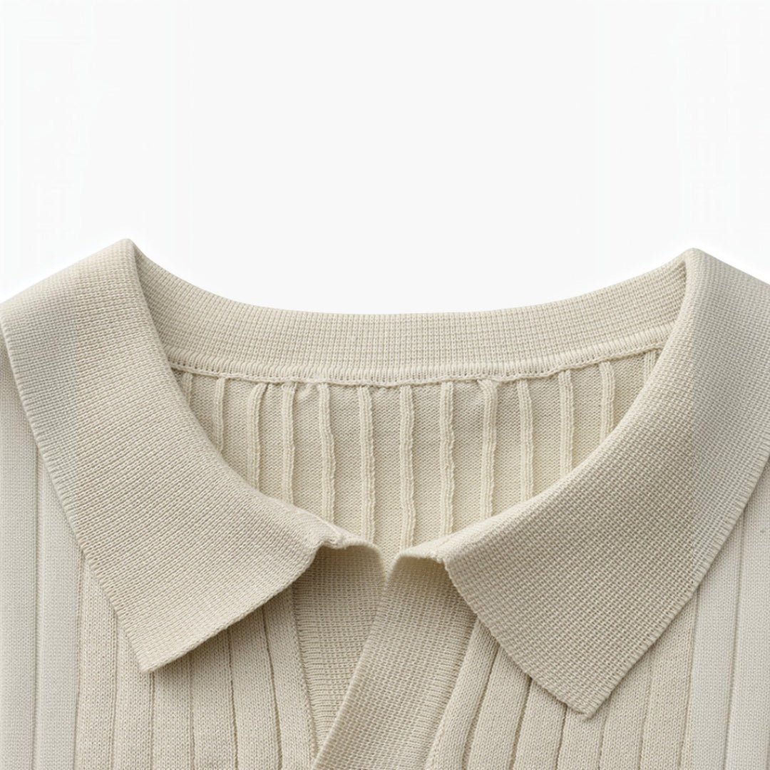 Stylish lightweight men's polo, ribbed for a comfortable & sophisticated summer.