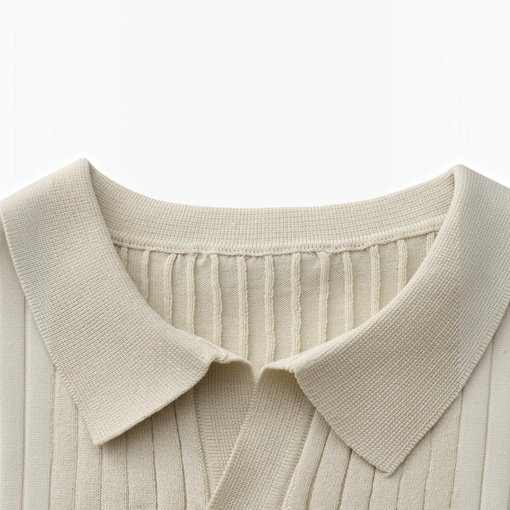 Stylish lightweight men's polo, ribbed for a comfortable & sophisticated summer.