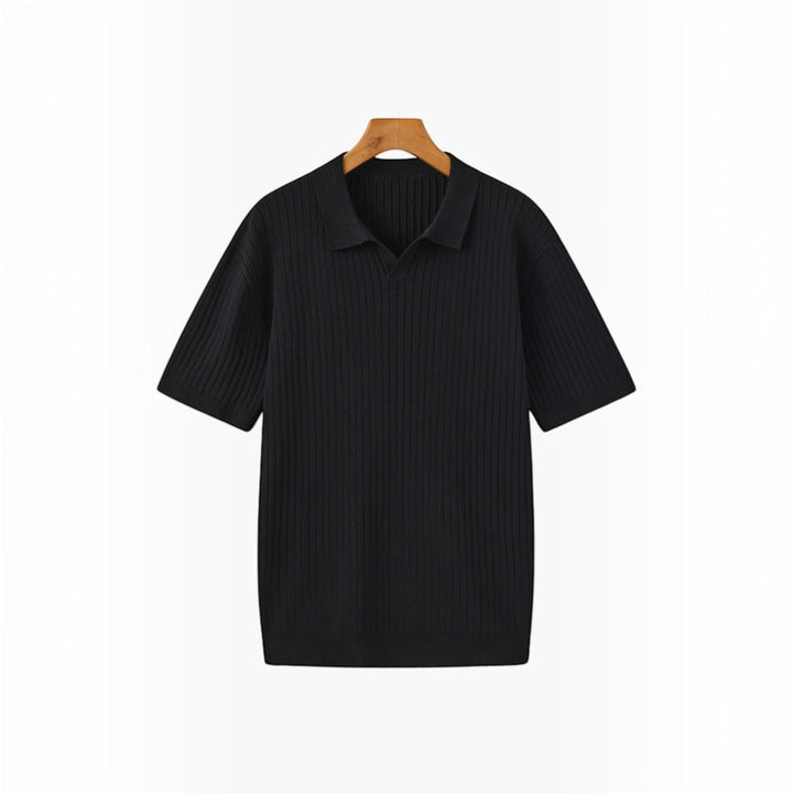 Comfortable men's ribbed polo shirt, short sleeve & perfect for summer casual.