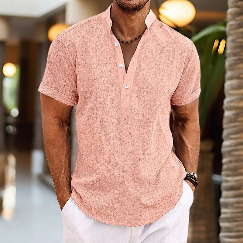 Men's lightweight short sleeve casual shirt in blue