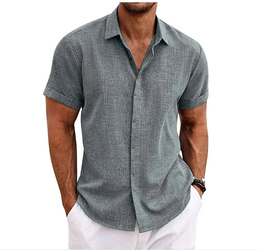 Men's new casual lightweight shirt, short-sleeved and relaxed fit for modern men's everyday style.