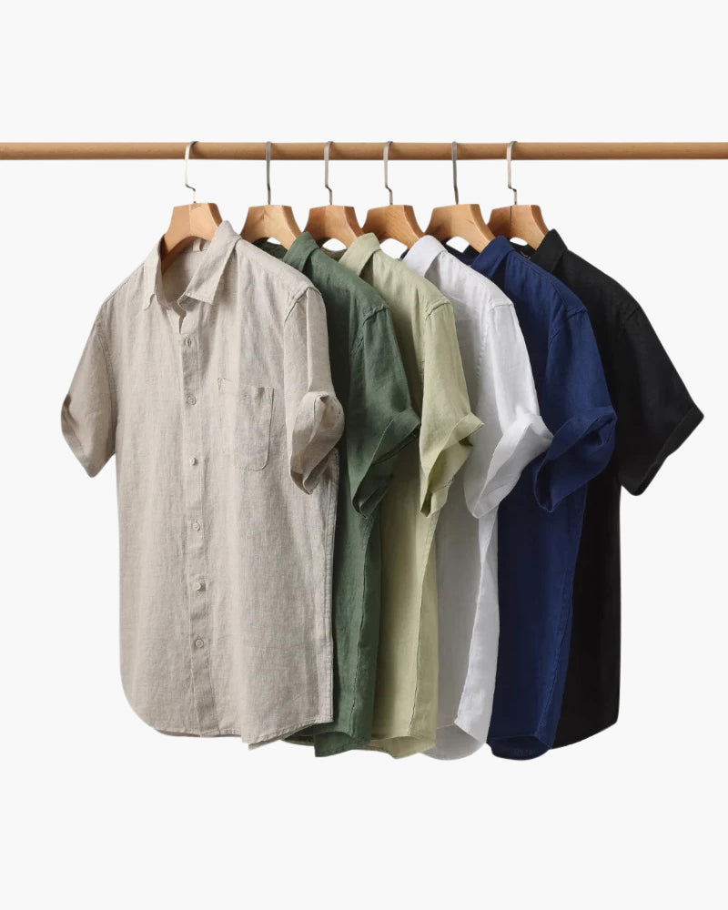 Men's regular fit short sleeve summer shirt, classic style with chest pocket. Lightweight & comfortable for all-day wear.