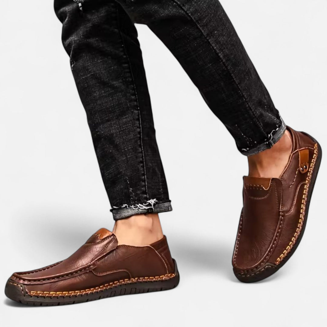 Men's round toe slip-on shoes, ultra-lightweight and comfortable for casual wear.
