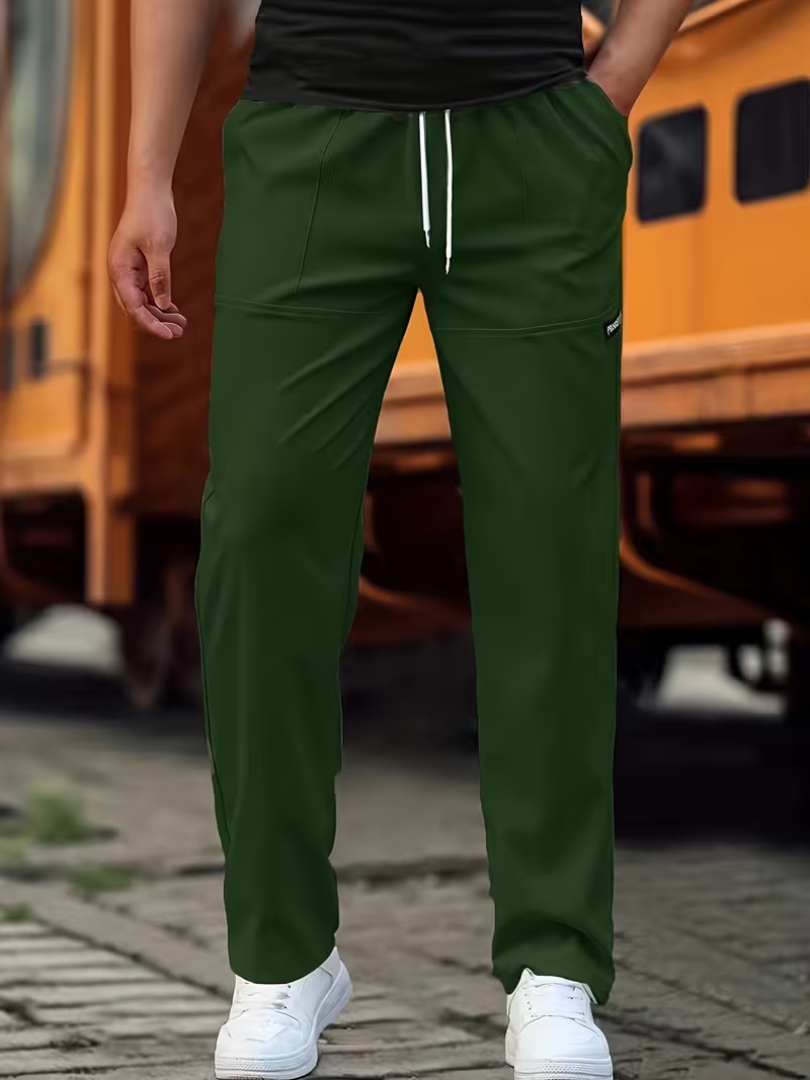 Comfortable & lightweight men's straight-leg pants, perfect for versatile everyday casual wear.