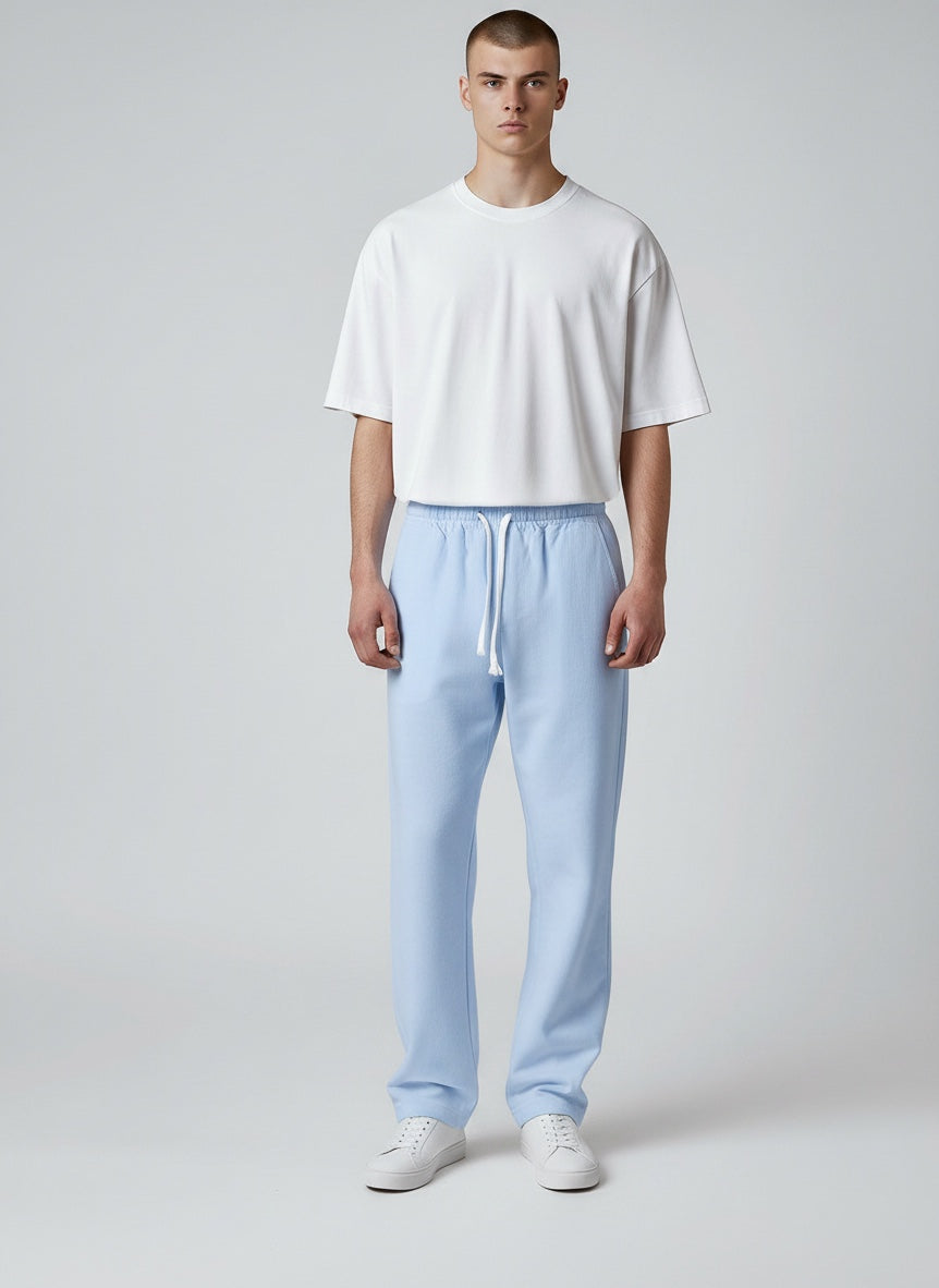Back view of men's lightweight straight leg pants, offering versatile style and comfort for men's fashion.