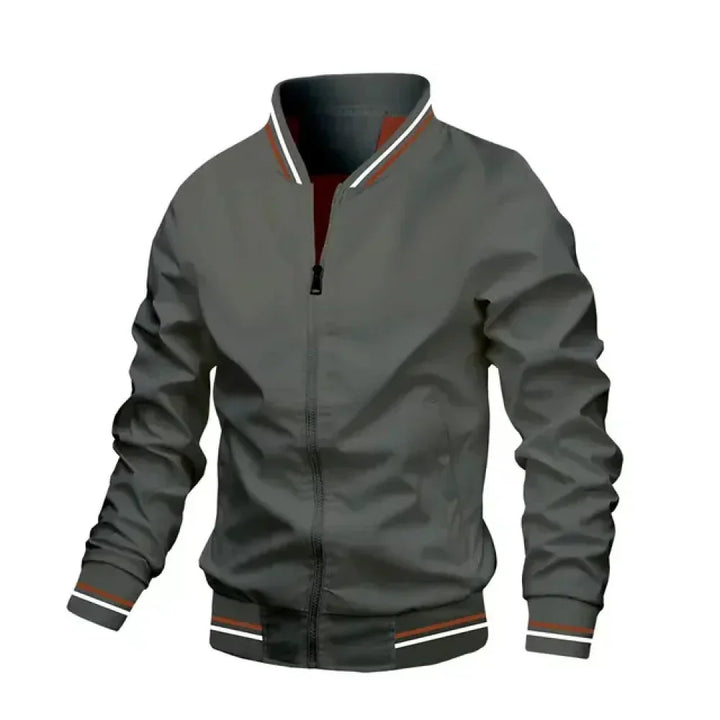 Casual men's lightweight striped bomber jacket, an essential for modern summer style.