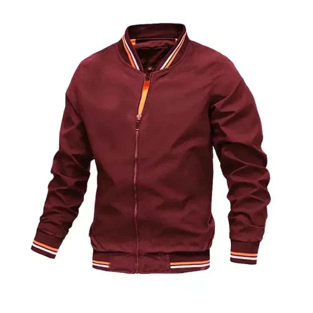 Modern men's lightweight striped bomber, a versatile casual zip-up jacket for summer.