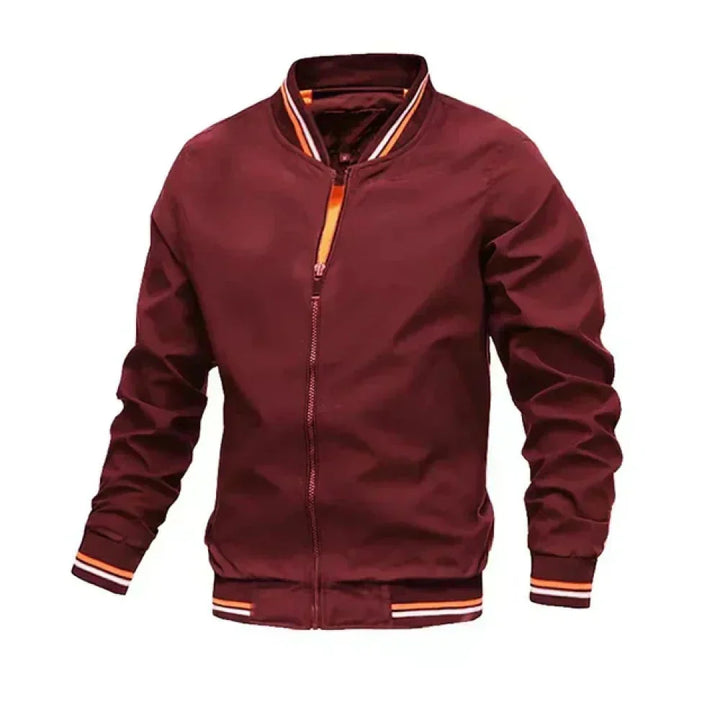 Modern men's lightweight striped bomber, a versatile casual zip-up jacket for summer.