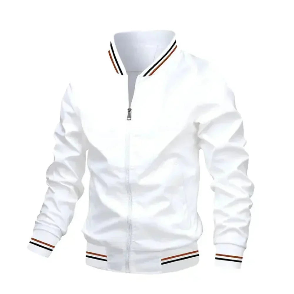 Dynamic men's summer jacket: lightweight striped bomber, perfect for stylish casual wear.