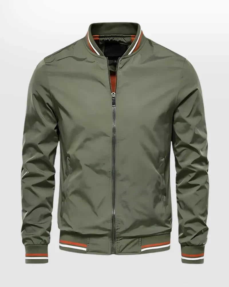 Stylish men's summer jacket: lightweight striped bomber, perfect casual outerwear.
