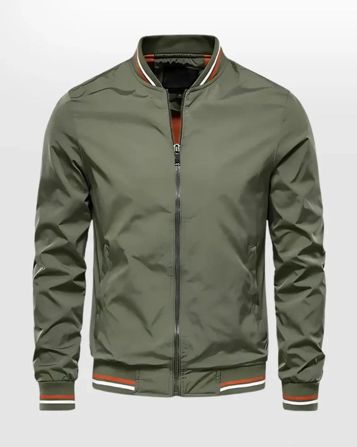 Stylish men's summer jacket: lightweight striped bomber, perfect casual outerwear.