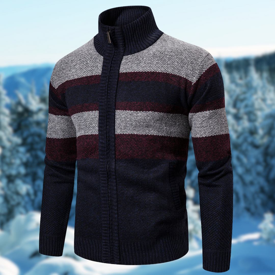 Comfortable men's striped sweater, ideal for spring style and casual outings.