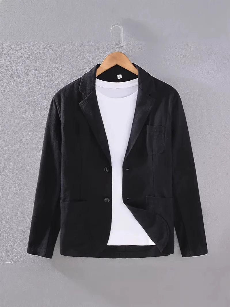 Breathable men's summer blazer, a lightweight travel jacket for comfort & style on the go.