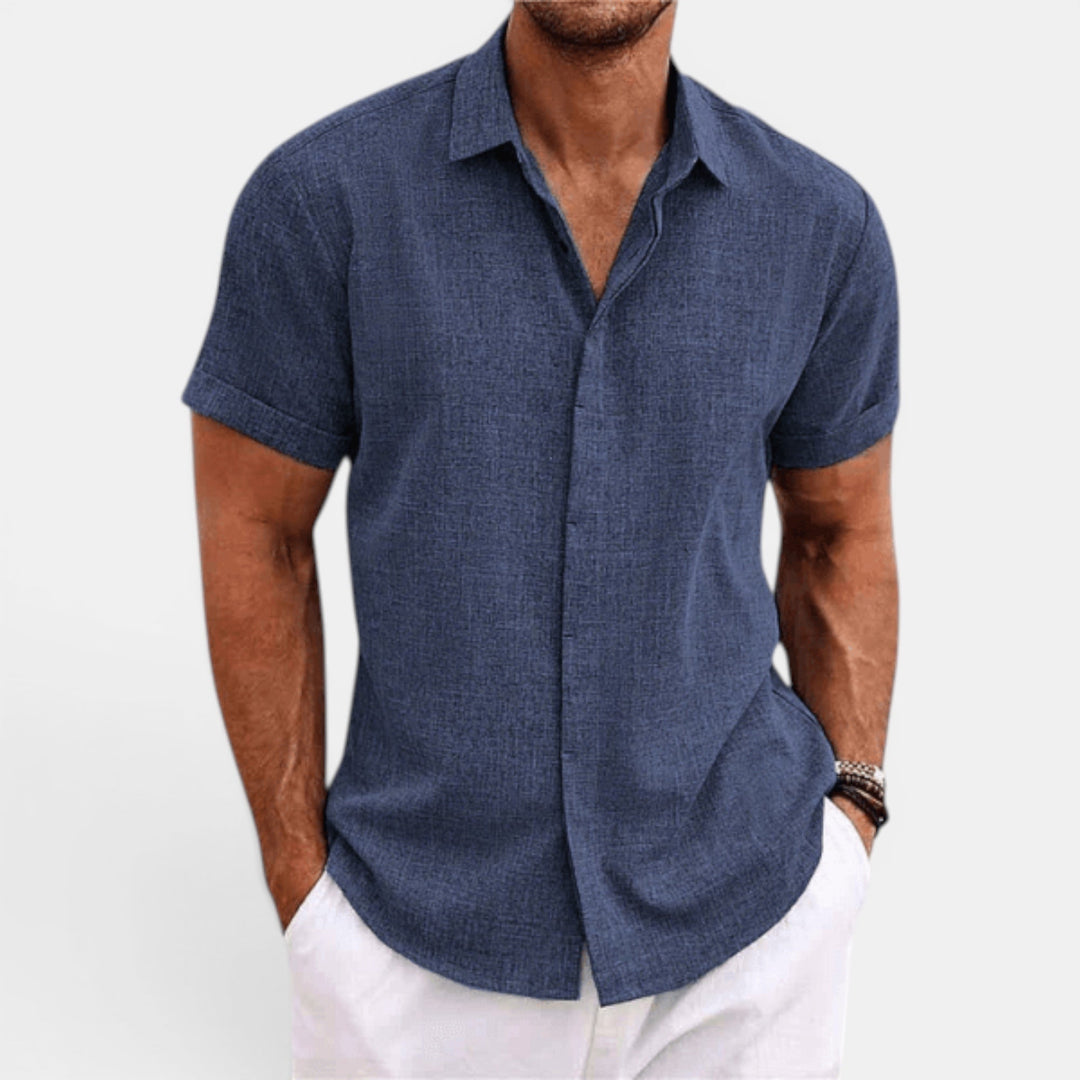 Timeless men's short sleeve summer shirt, lightweight button-up for classic & versatile everyday style.