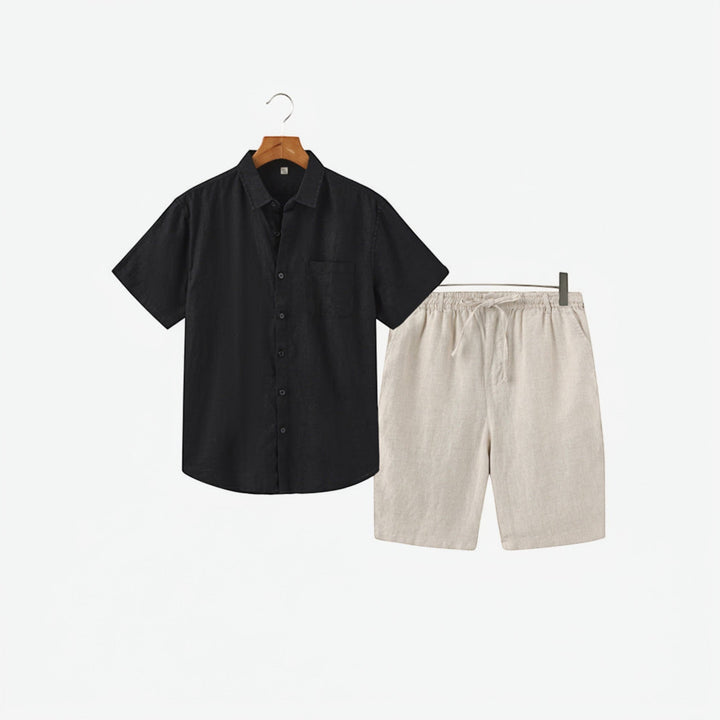 Men's apparel: a comfortable, lightweight two-piece summer shirt & shorts set for warm-weather style.
