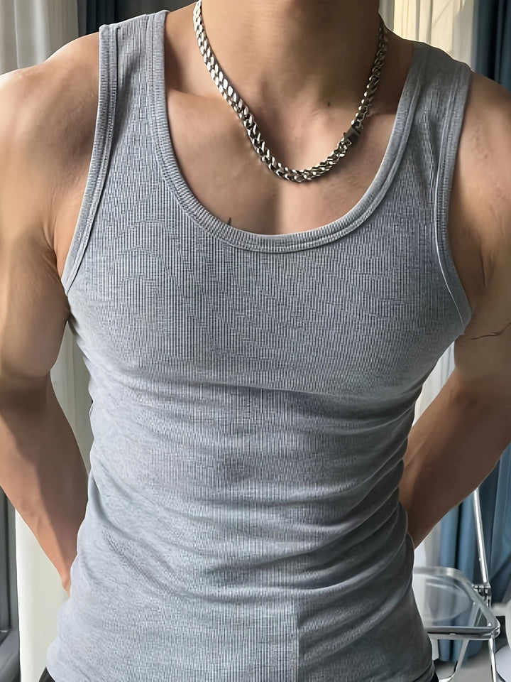 Athletic men's gym tank top, lightweight and sleeveless, ideal for ultimate comfort during workouts and fitness.