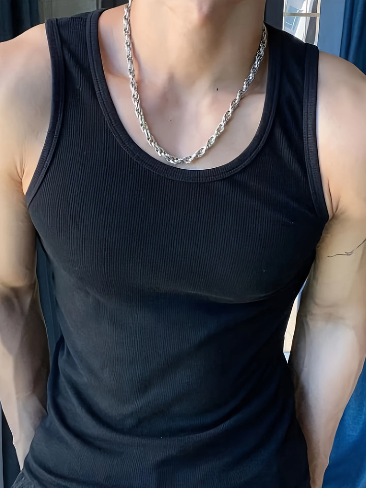 Stylish men's casual summer tank top, lightweight and versatile. Sleeveless design for everyday comfort and fashion.