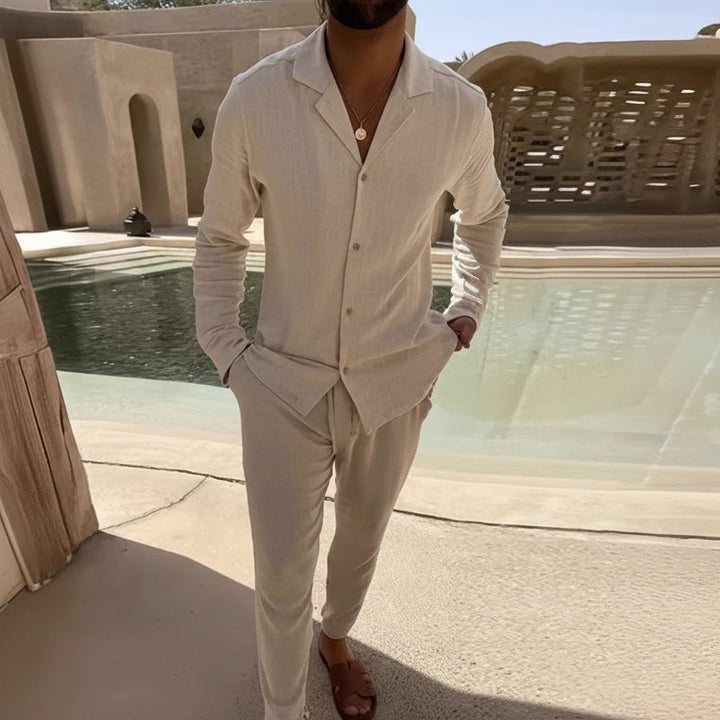 Men's lightweight summer two-piece set for casual wear.