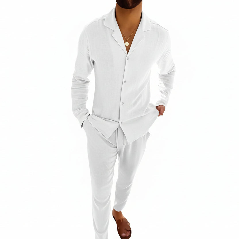 Coordinated summer outfit for men, perfect for holidays.