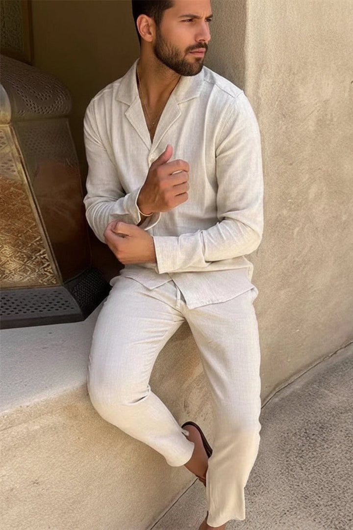 Casual mens fashion: lightweight summer two-piece set.