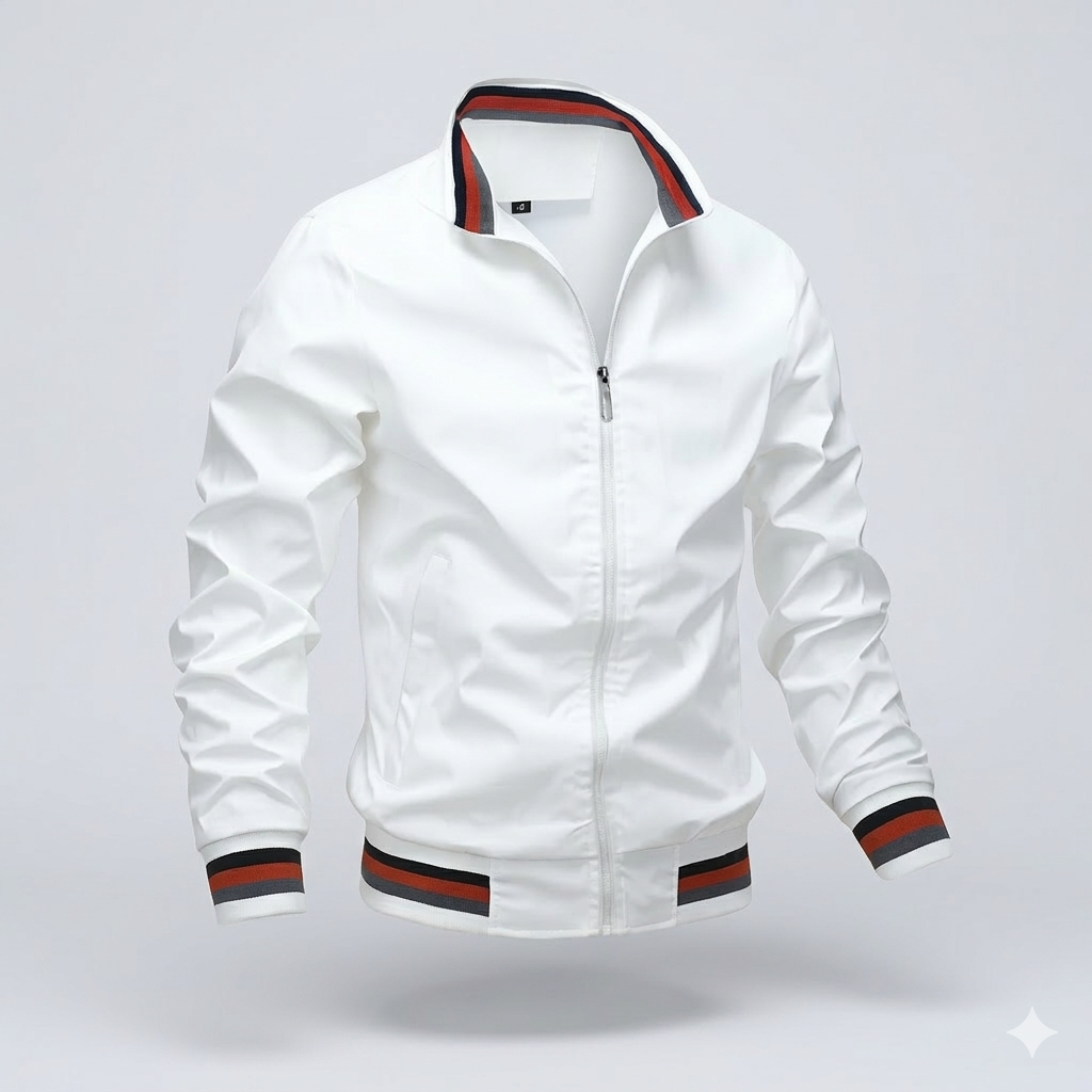 Men's lightweight summer zip-front jacket in blue, breathable casual outerwear