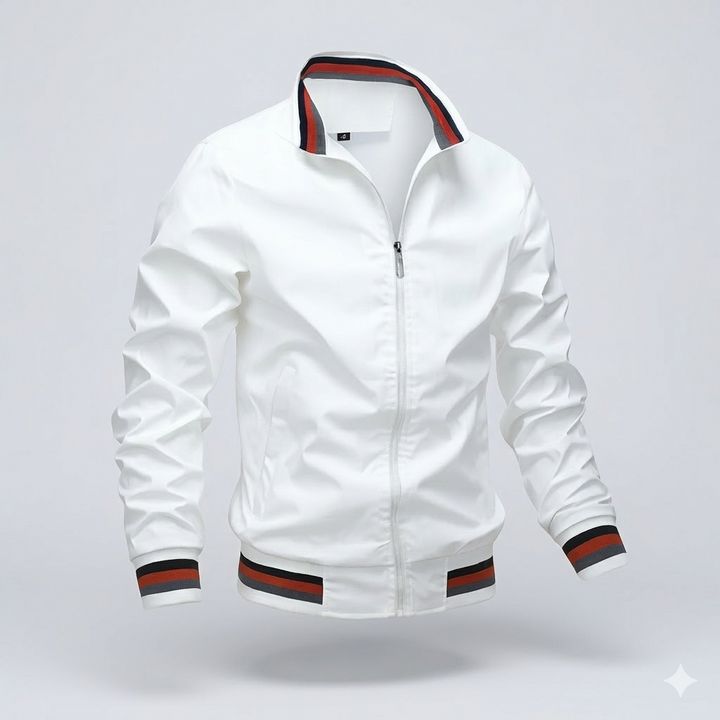 Men's lightweight summer zip-front jacket in blue, breathable casual outerwear