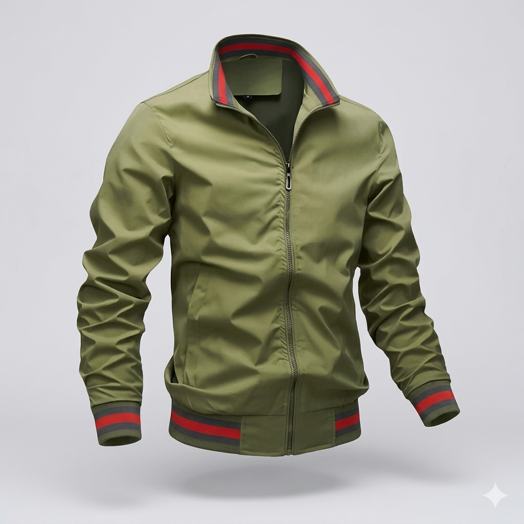 Stylish men's lightweight jacket for summer, featuring a full zip closure