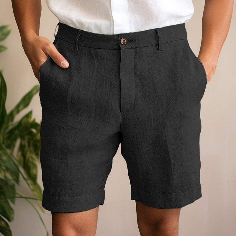 Fashionable men's grey chino shorts designed for lightweight breathability and versatile summer casual wear.