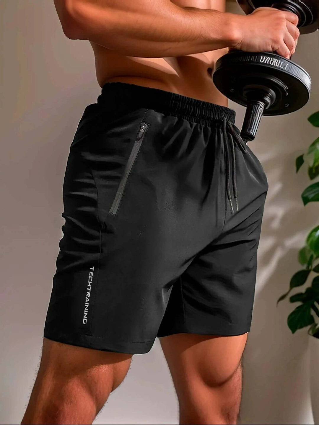 Comfortable men's athletic shorts, lightweight design with a practical secure zip pocket.
