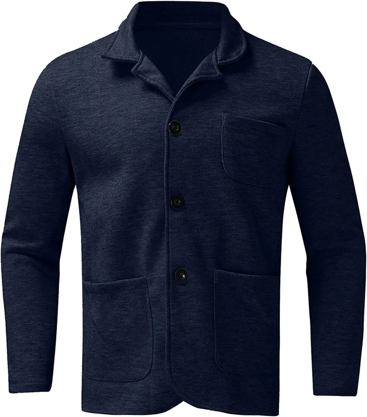 Sharp men's lightweight blazer, perfect for a versatile business casual aesthetic. Includes multiple pockets.
