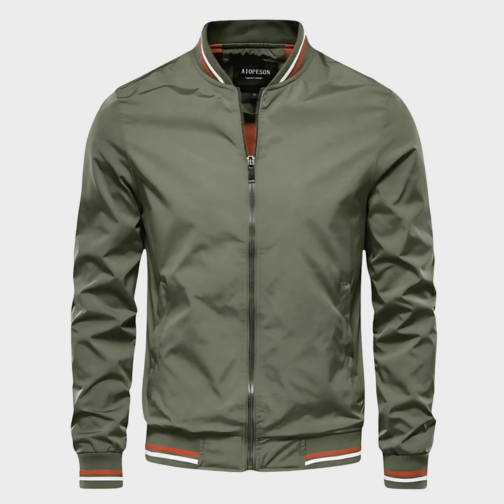 Men's lightweight water-resistant full-zip windbreaker jacket, ideal for spring & summer outerwear.