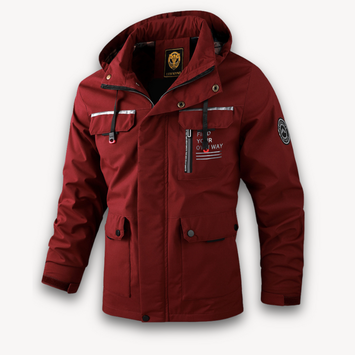 Breathable men's summer jacket, lightweight & waterproof with a hood, perfect for warm weather outdoor wear.