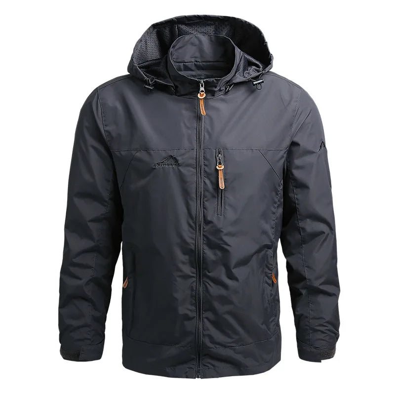 Durable men's all-weather jacket, waterproof and wind-resistant for ultimate protection & style.