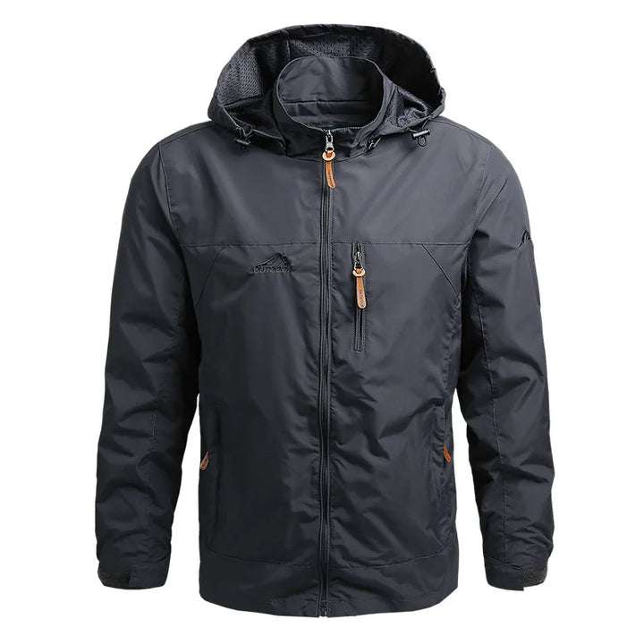 Durable men's all-weather jacket, waterproof and wind-resistant for ultimate protection & style.