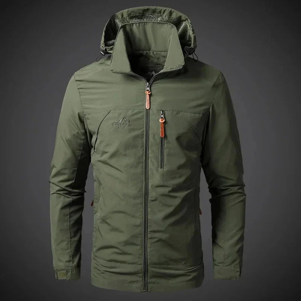 Men's lightweight weatherproof wind jacket with full zip, ideal for spring & fall outerwear. Versatile casual style.