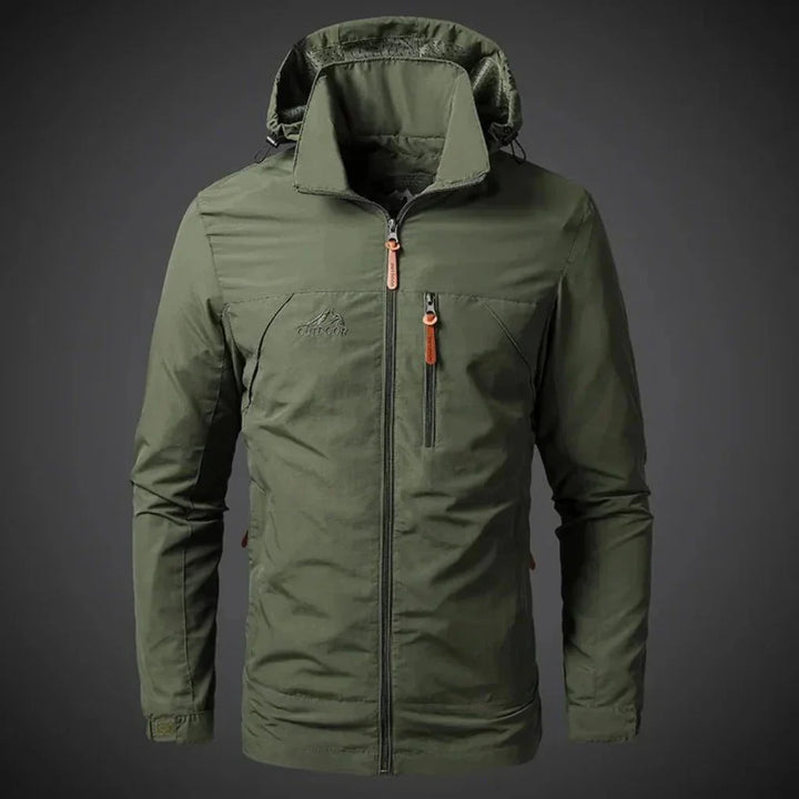 Men's lightweight weatherproof wind jacket with full zip, ideal for spring & fall outerwear. Versatile casual style.