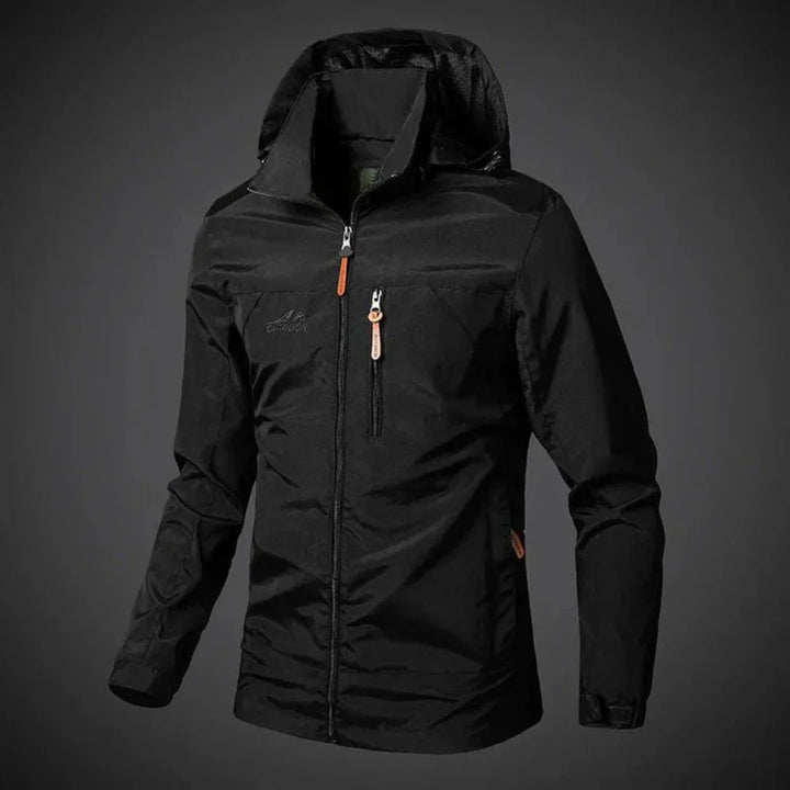 Men's full zip wind jacket, weatherproof & lightweight for outdoor activities, travel, & everyday style. Versatile.