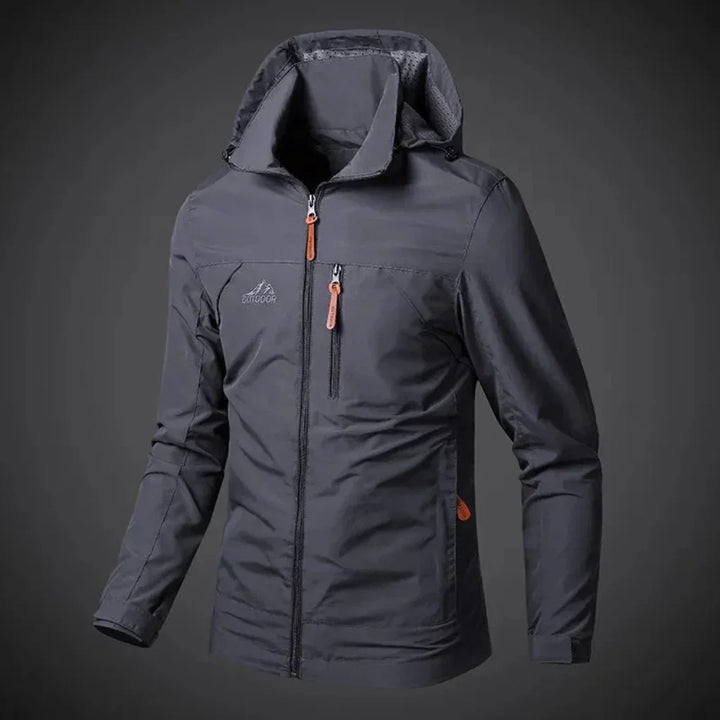 Durable men's lightweight windbreaker jacket. Waterproof, versatile for all-season wear. Perfect casual outerwear.