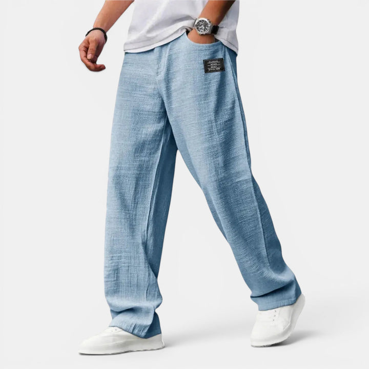 Men's lightweight wide leg pants in a relaxed fit, perfect for summer comfort & casual wear.