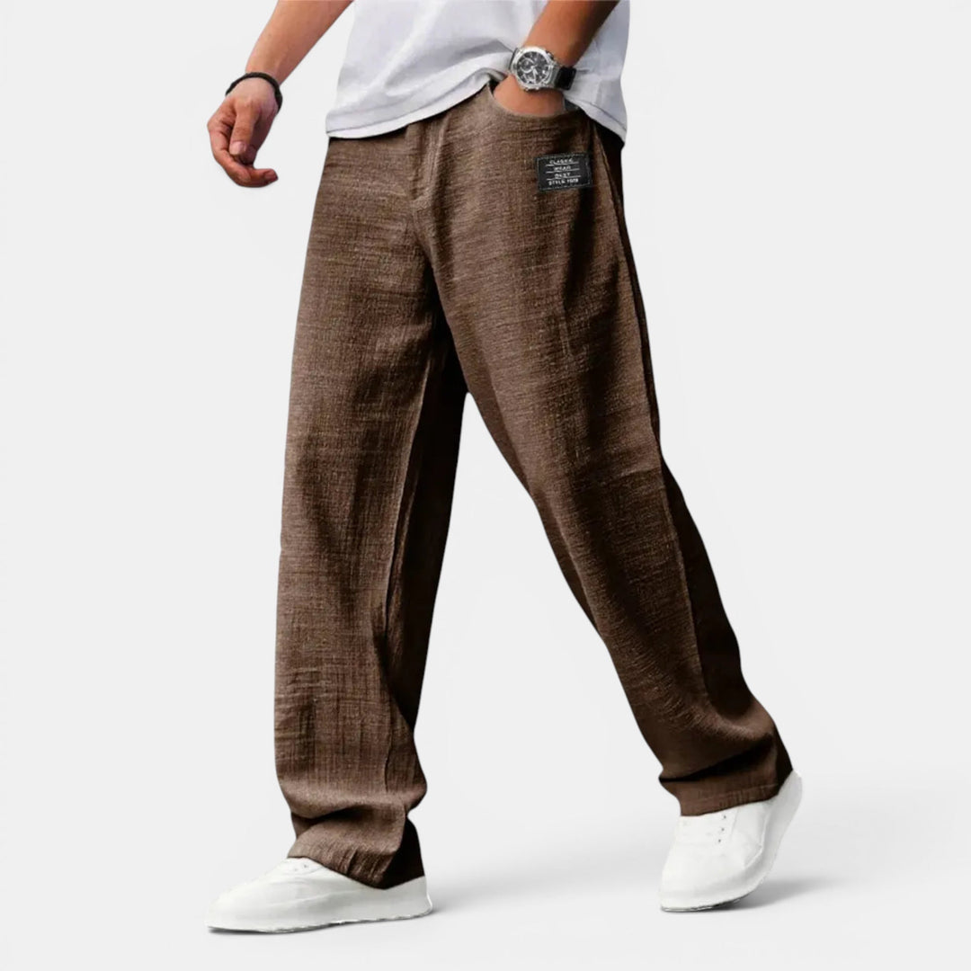 Lightweight men's wide leg summer pants, offering freedom of movement & ultimate comfort for daily wear.