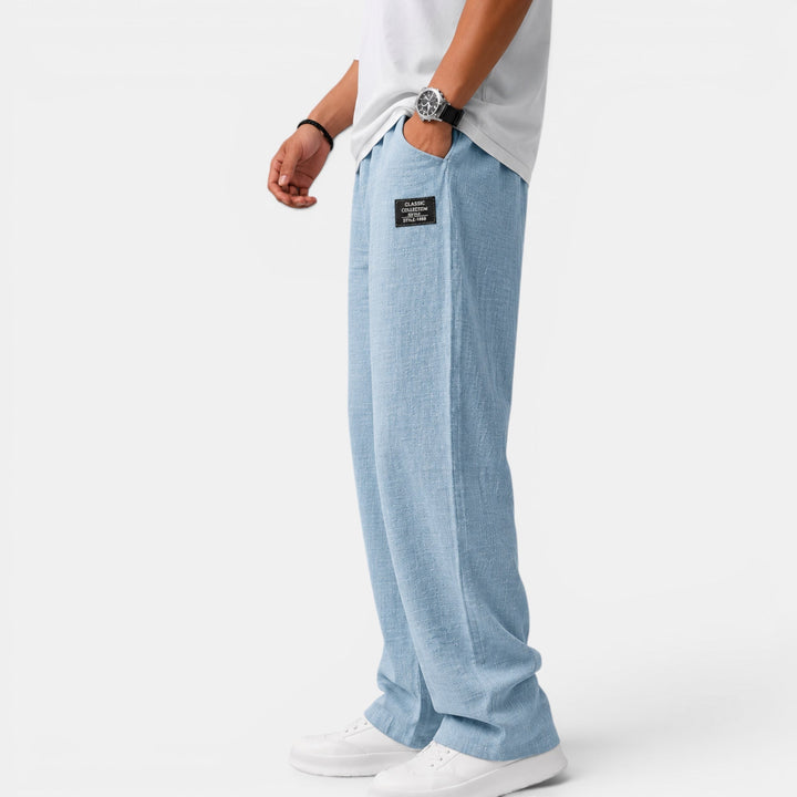 Casual men's wide leg pants, lightweight and comfortable, a perfect choice for warm weather style.