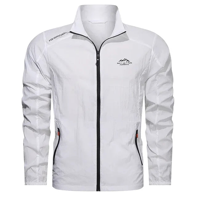 Lightweight men's windbreaker jacket, essential outerwear for active weather protection, breathable & comfortable.